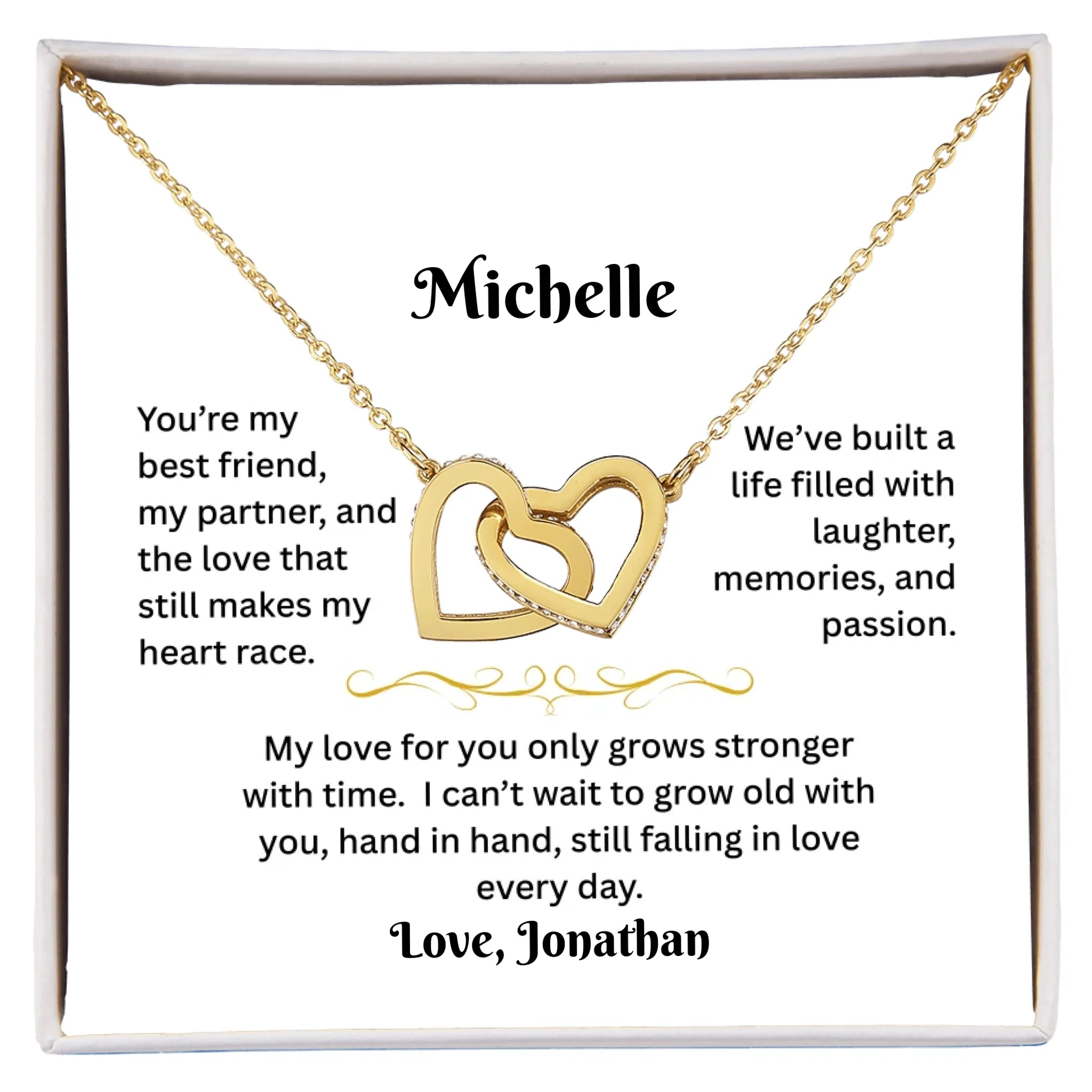 love様　オーダー Personalized Interlocking Heart Necklace - PZ006 – EternaLoveGift