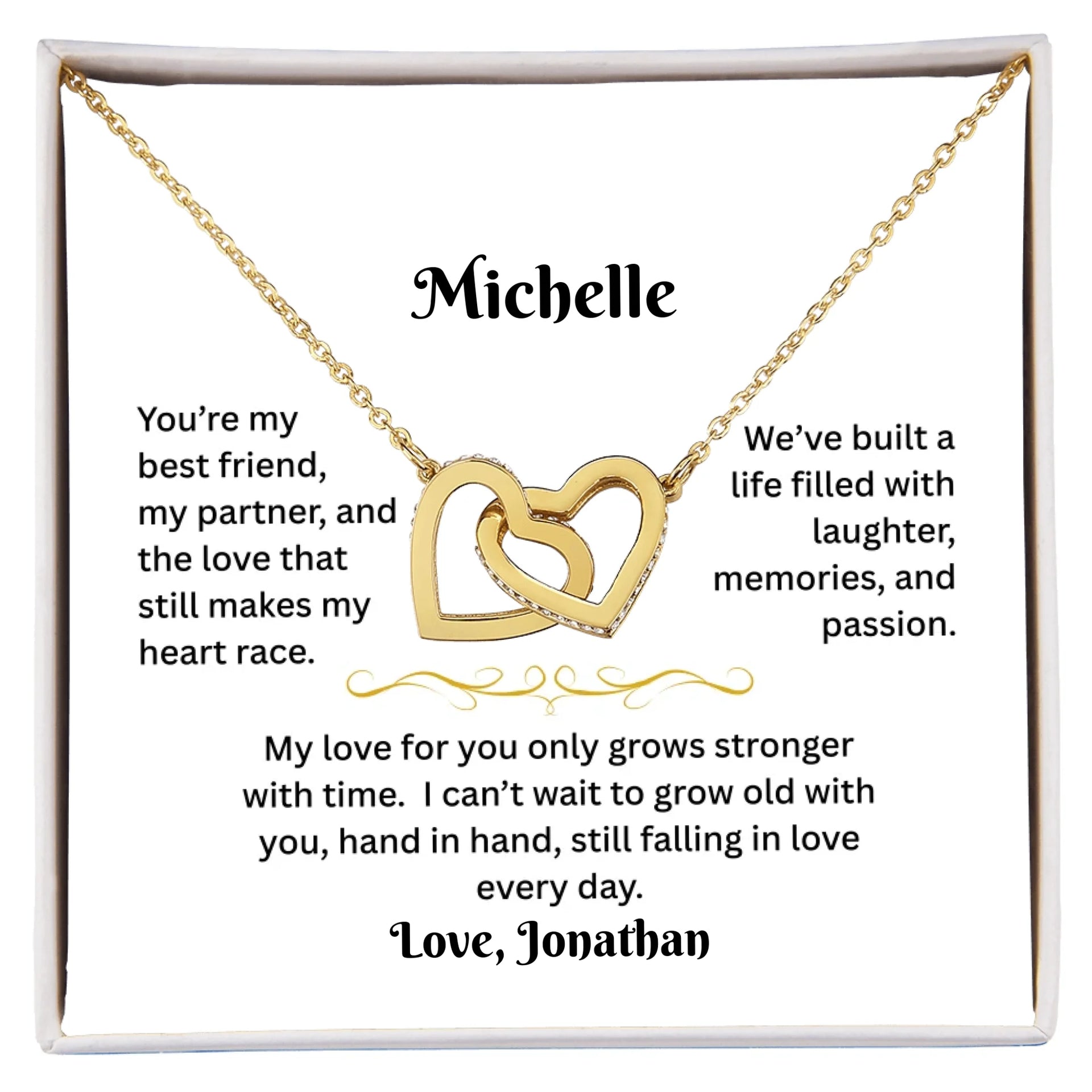 Personalized Interlocking Heart Necklace - PZ006 – EternaLoveGift