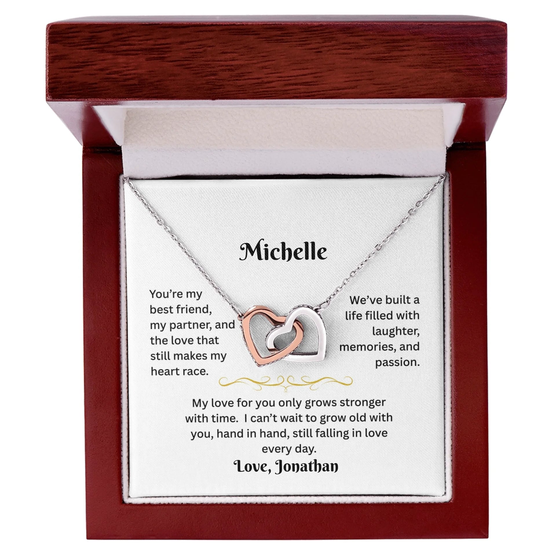 Personalized Interlocking Heart Necklace - PZ006 – EternaLoveGift